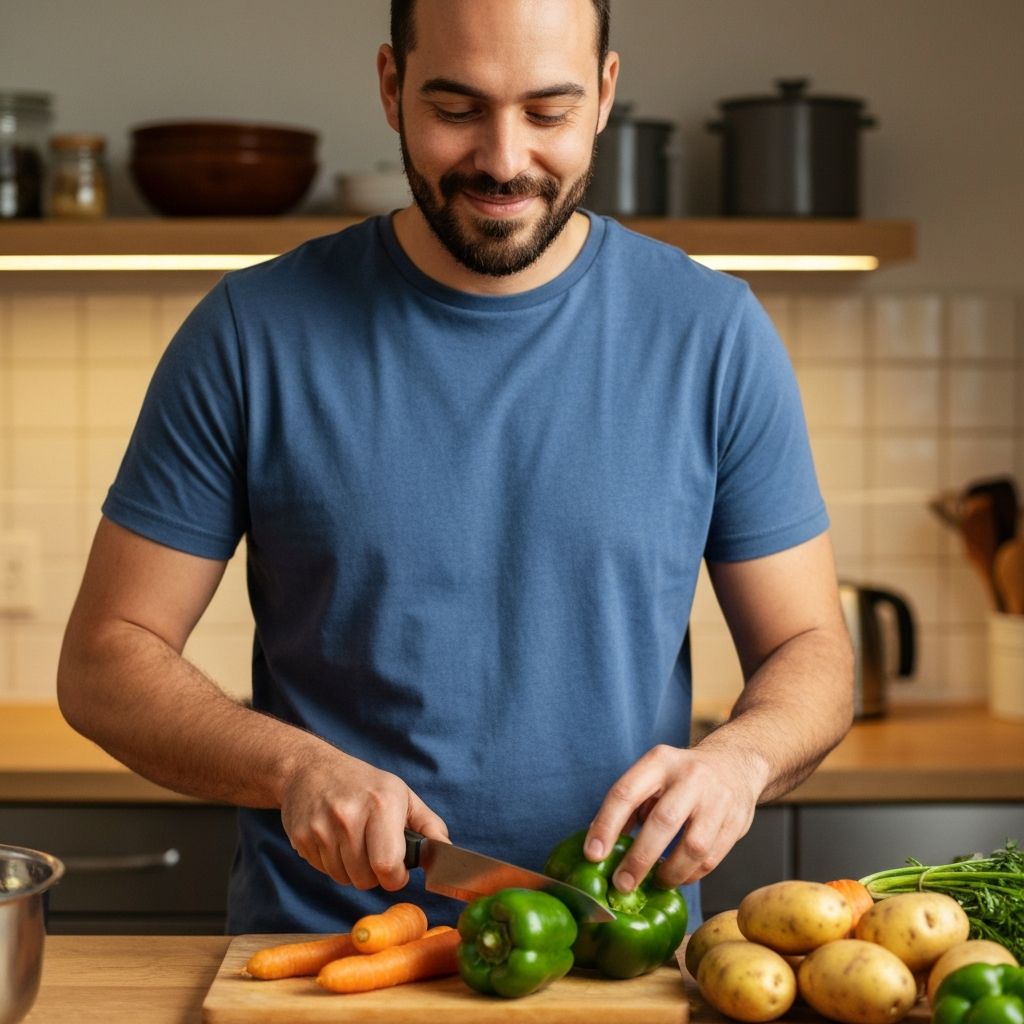 Man preparing healthy food